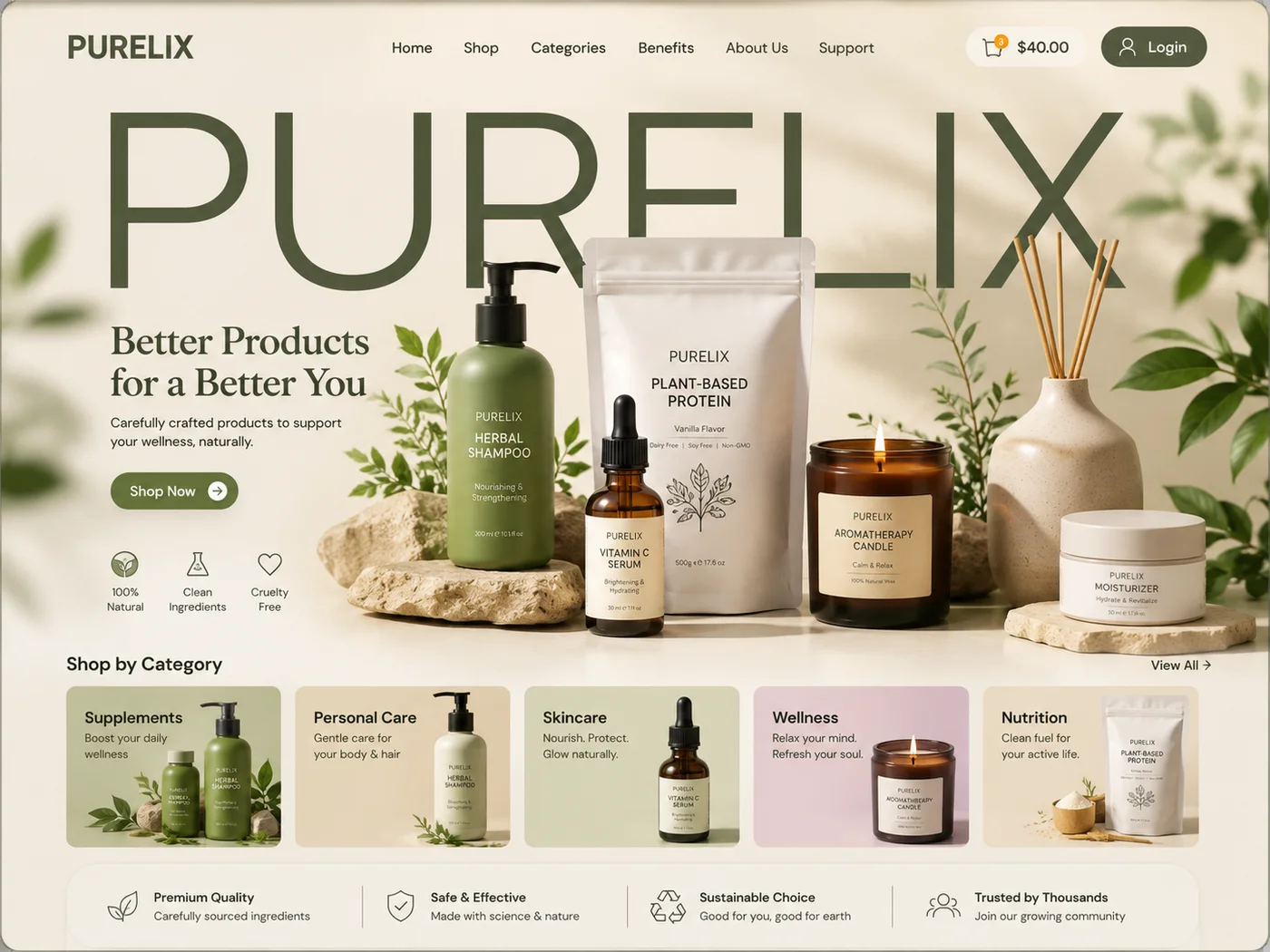 Purelix — wellness e-commerce website